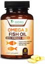 Omega 3 Fish Oil 2400 mg – Triple Strength EPA & DHA Fettsäuren für Herz, Gehirn & Gelenkunterstützung – Wild-Caught, Burpless, Lemon Flavor Supplement – Natural, Non-GMO, Gluten-Free – 60 Softgels