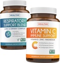 Respiratory & Vitamin C (1-Monats-Versorgung) Atem Easy Bundle - Atmungshilfe Deep Lung Cleanse for Airway Health (60 Caps) & Vitamin C Immununterstützungsergänzung - Immunität Boost Blend (60 Caps)