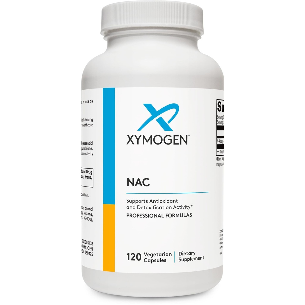 XYMOGEN NAC N-Acetyl-Cystein 600mg - Herz-Kreislauf-, Antioxidans, Leber-Detox + Immununterstützungsergänzung - Unterstützt Glutathion-Synthese - Non-GMO NAC Supplement (120 Kapseln)