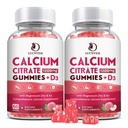 (2 Pack) Calcium Citrate 1200mg mit Vitamin D3 ergänzt Gummi für Frauen & Männer, Calciumgummis mit Vitamin D3 K2, hohe Absorption für Knochenmuskel Gesund- Peach Flavor- 60 Tage Versorgung