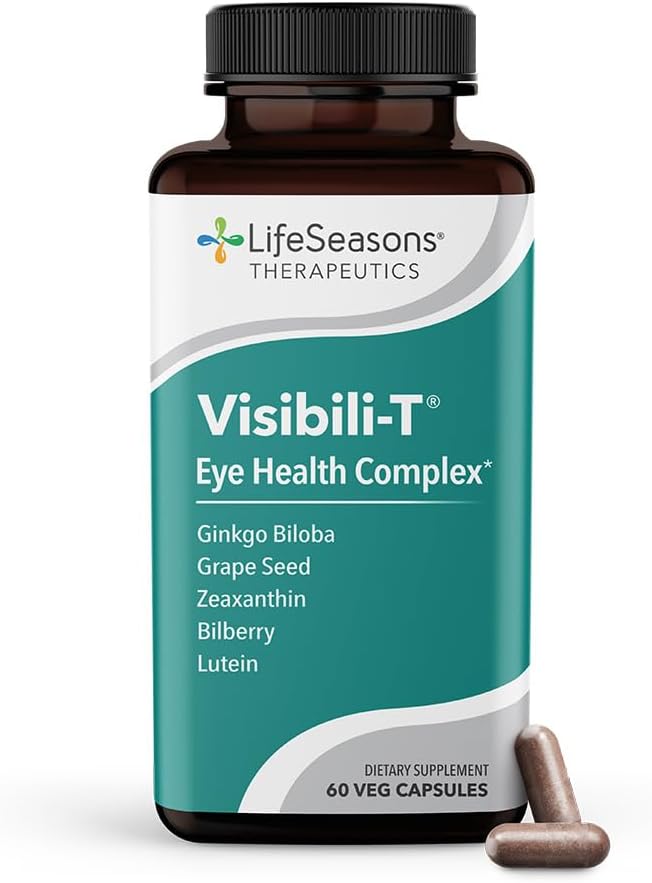 LifeSeasons Visibili-T mit Knochen Densi-T - Augengesundheit & Vision Support Supplement - Lutein, Chrom, Karottenwurzel, Bilberry, Ginkgo Biloba, Grape Seed Extract, Lycopene, Vitamin A& mehr - 120 Kapseln
