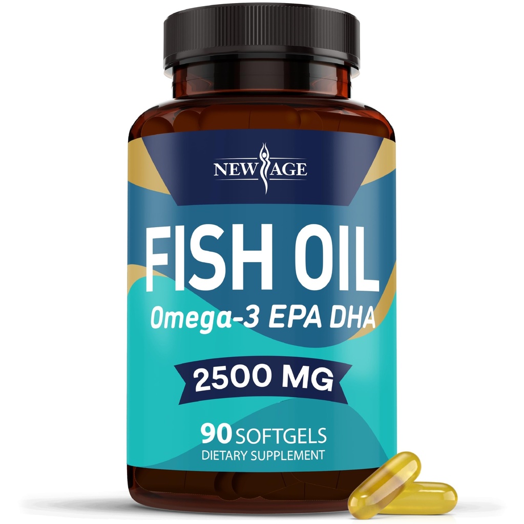 NEU AGE Omega 3 Fischöl-Ergänzung Immun- & Gesundheits-Unterstützung – fördert Gelenk-, Augen- und Hautgesundheit - Non GMO - EPA, DHA Fettsäuren Glutenfrei (90 Softgels (Pack von 1))