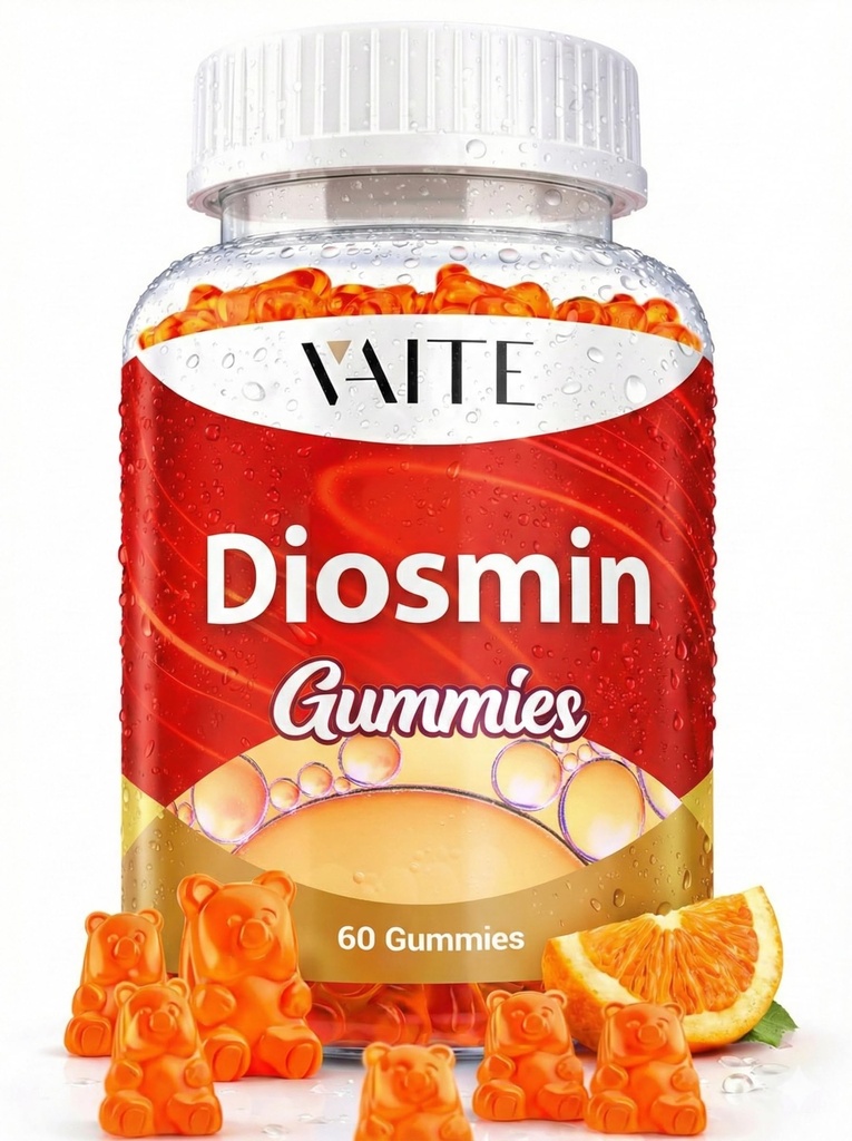 VAITE Diosmin 1000mg - Vein-Supplements für Varicose Veins - Bein-Gesundheitsergänzung Formel Venous Optimizer, Citrus Bioflavonoids, Hilft, Zirkulation für Beine, Kaugummis, 60 Vegan Gummis