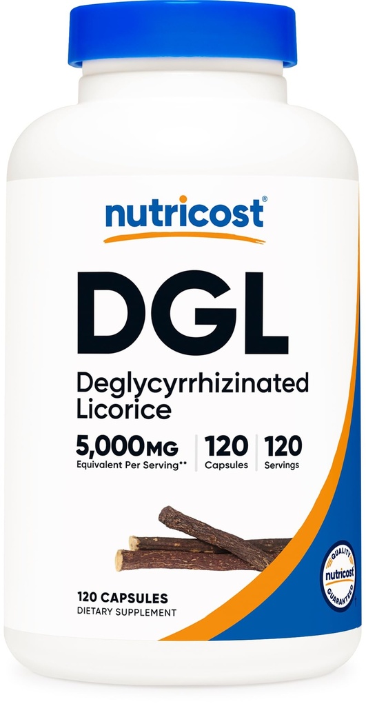 Nutricost DGL Deglycyrrhizinated Licorice Extract Capsules (500mg Extrakt, entspricht 5, 000mg Licorice, 120 Portionen) - Non GMO, Vegan