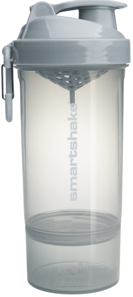 Smartshake O2GO ONE Plastic Protein Shaker Bottle 800 ml | 27 oz - Lecksichere Schraub Lid - BPA Free – Unisex - Mist Gray