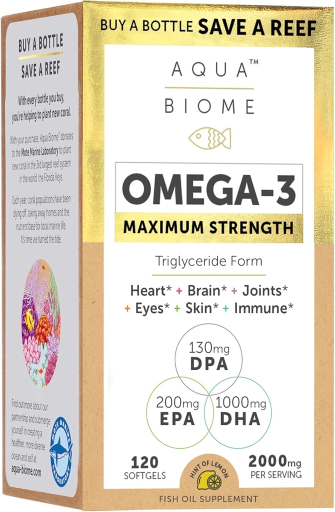 Enzymedica maximale Stärke Hohe Potenz Fischöl, EPA DHA Omega 3 Supplement | Burpless, 120 Softgels