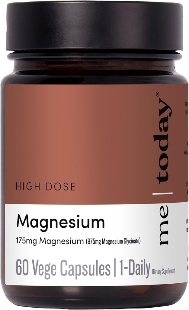 Me Today Magnesium Glycinate Supplement – 175mg hohe Absorption Magnesium Glycinat Kapsel für Muskelrückgewinnung, Nervous System Unterstützung, Schlaf & Entspannung – Vegan, Non-GMO, 60 Servietten.