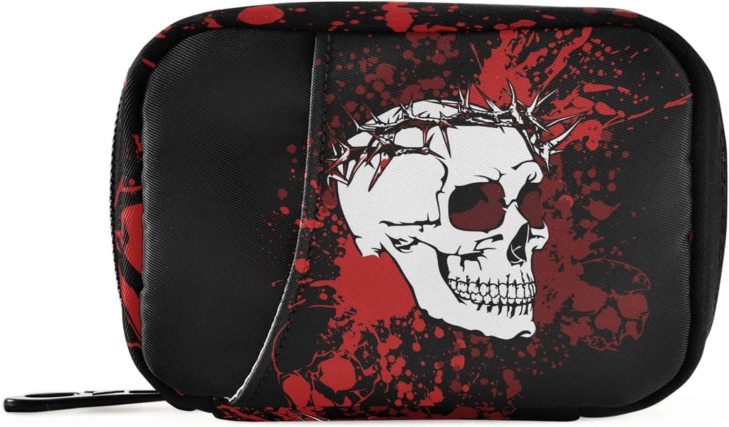 Cool Halloween Crâne Pill Box 7 Day Pill Case Travel Pill Organizer Bag avec Zipper Portable Weekly Case Taille compacte pour support de supplément de vitamine