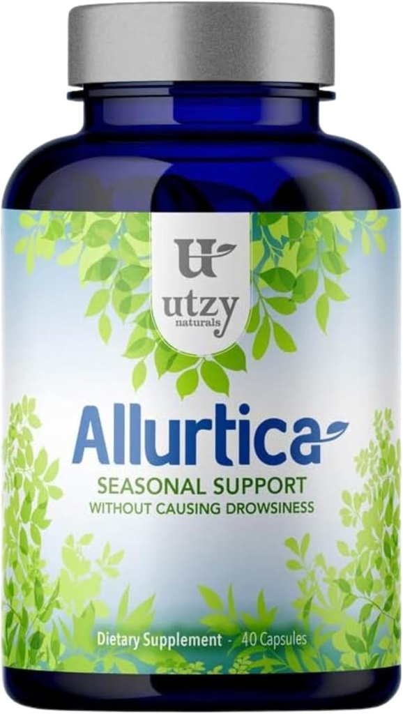 Utzy Naturals Allurtica | Sinus & Respiratory Support Supplement mit Quercetin und Sting Nettle | Saisonale Unterstützung für Erwachsene & Kinder | Non Drowsy | 40 Kapseln