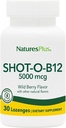 NaturesPlus Shot-O-B12-30 Lozenges, Wild Berry Flavor - 5000 mcg - Vegan, Glutenfrei - 30 Servierungen