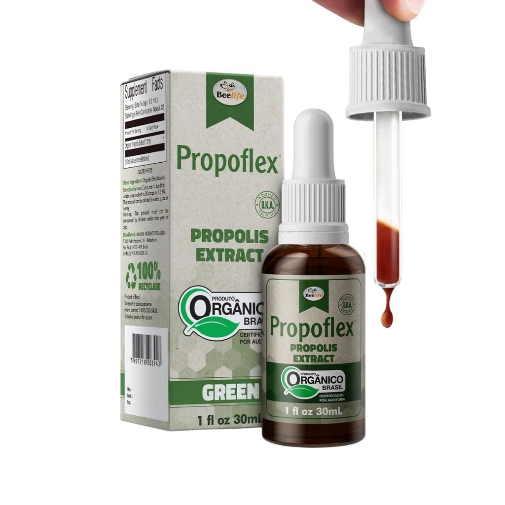 Beelife Propoflex Organic Green Propolis Extract - High Artepillin-C Levels, Antioxidant-Rich Ergänzung für Gesamt-Wellness - Natürliche & Kosher-Friendly Nahrungsergänzung - Made in Brazil, 1 Fl. Oz.