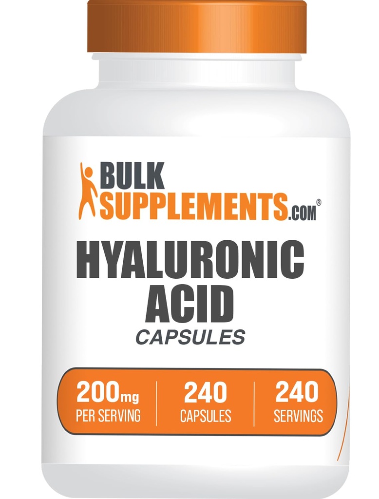 BulkSupplements.com Hyaluronsäure Kapseln - Hyaluronsäureergänzungsmittel, Hyaluronsäure 200mg - Rein & Glutenfrei, 1 Kapsel pro Servierung, 240 Zähler (Pack von 1)