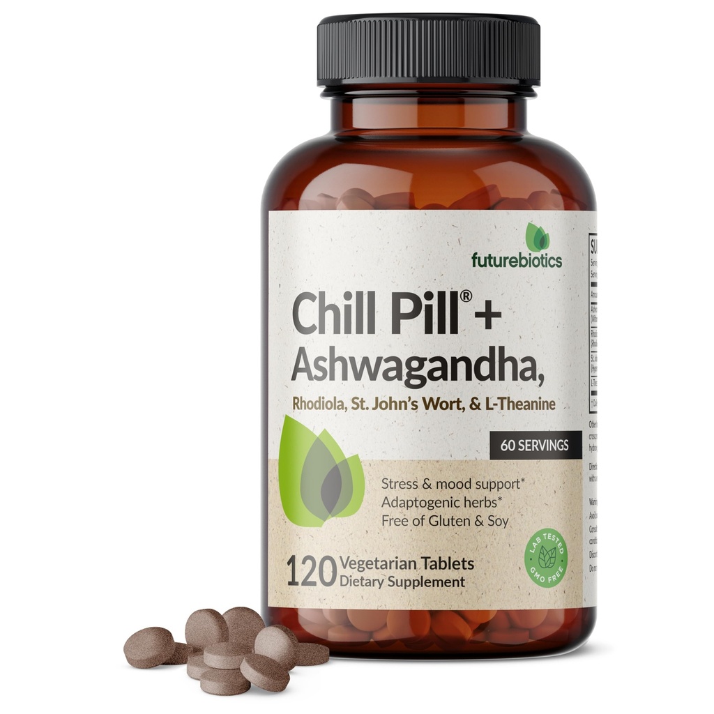 Futurebiotics Pilule piquante + Ashwagandha, Rhodiola, St. John's Wort, & L-Theanine - Non-OGM, 120 comprimés végétariens