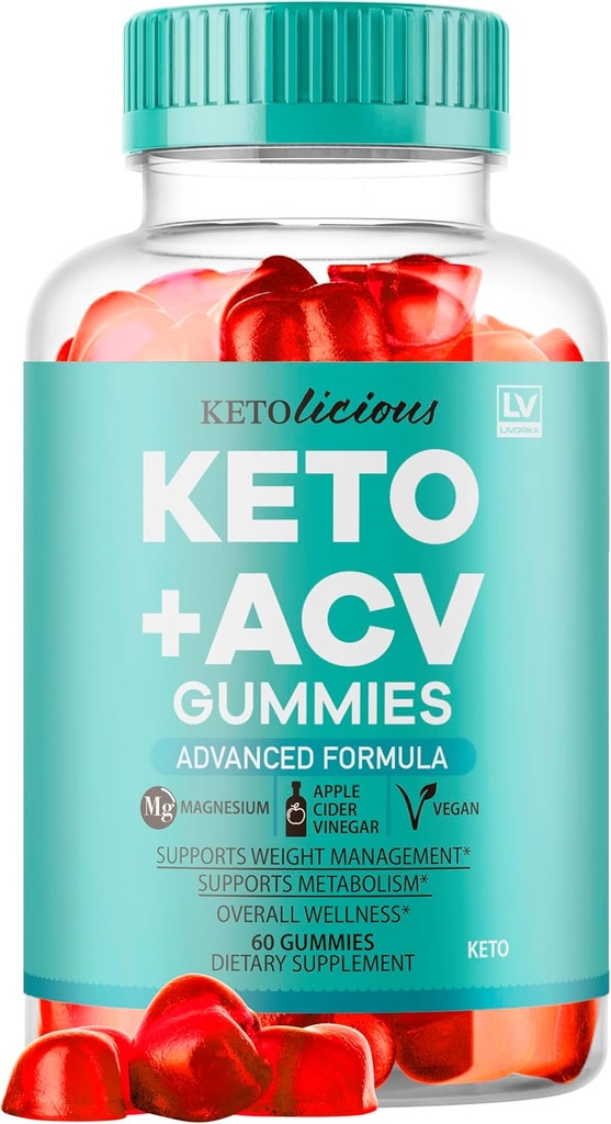 Ketolicious Keto ACV Gummies, Ketolicious Gummys Advanced Formula 1050MG, All Natural Premium Plus Apple Cider Essig Gummy Maximum Strength Gomitas Bewertungen, 60 Gummis für 1 Monat