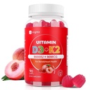 Vitamin D3 K2 Gummie - 90 Count Sugar Free Vitamin D3 9000 IU + K2(MK-7) 90 mcg für Knochen & Immune Gesundheit, Vegan Chewable K2 D3 Vitamin Supplement für Frauen Männer (Peach Flavor)