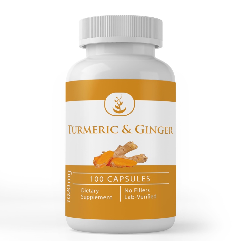 Pure Original Zutaten Kurkuma Curcumin & Ginger, (100 Kapseln) Immer rein, keine Additive oder Füllstoffe, Lab Verified (100 Kapseln)
