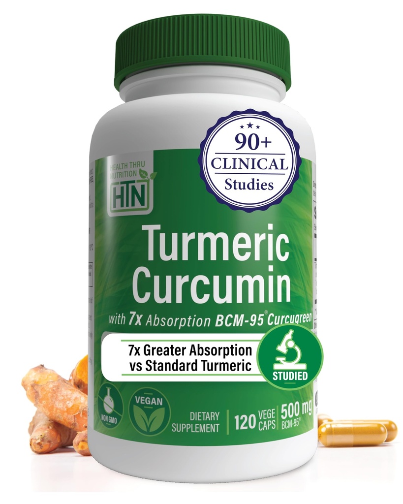 Santé Thru Nutrition Curcumine curcumin complexe 500mg Supplément de BCM-95 Curcugreen Études cliniques Certifié végétalien (paquet de 120)
