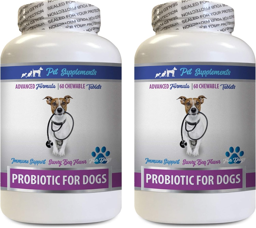Gut Soothe for Dogs - PROBIOTICS for Dogs - Healthy Gut - Stop Diarrhée gazeuse et mauvaise haleine - Booste digestive - lactobacillus chiens probiotiques - 2 bouteilles (120 gâteries)