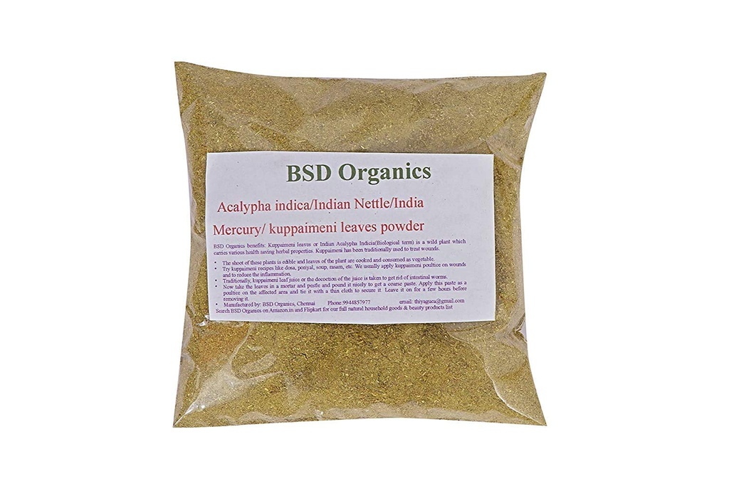 BSD ORGANICS Blätter Pulver von Acalypha indica/Indian Nettle/Indian Mercury/Indian Copperleaf/kuppaimeni (50 Gramm / 1.7 Unze)