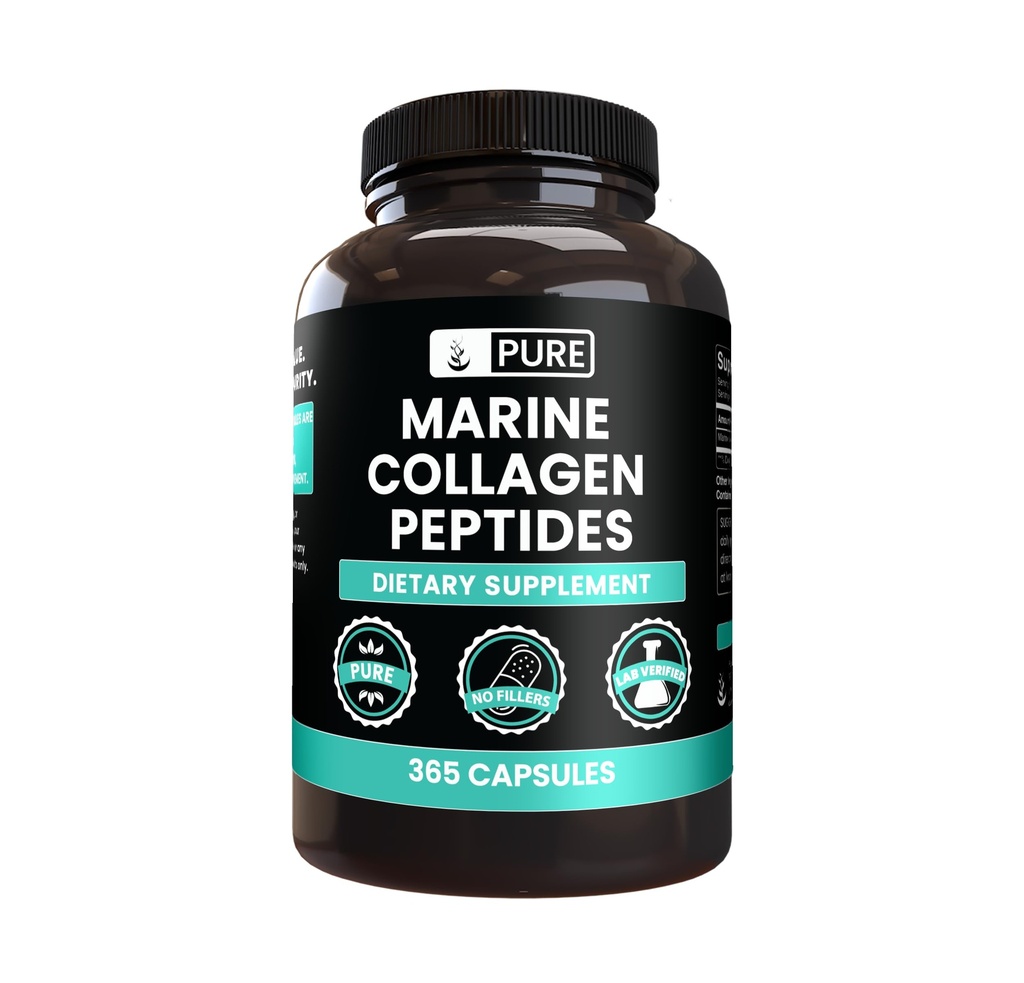 PURE ORIGINAL INGREDIENTS Marine Collagen (365 Kapseln) Kein Magnesium oder Reisfüller, Immer rein, Lab Verifiziert