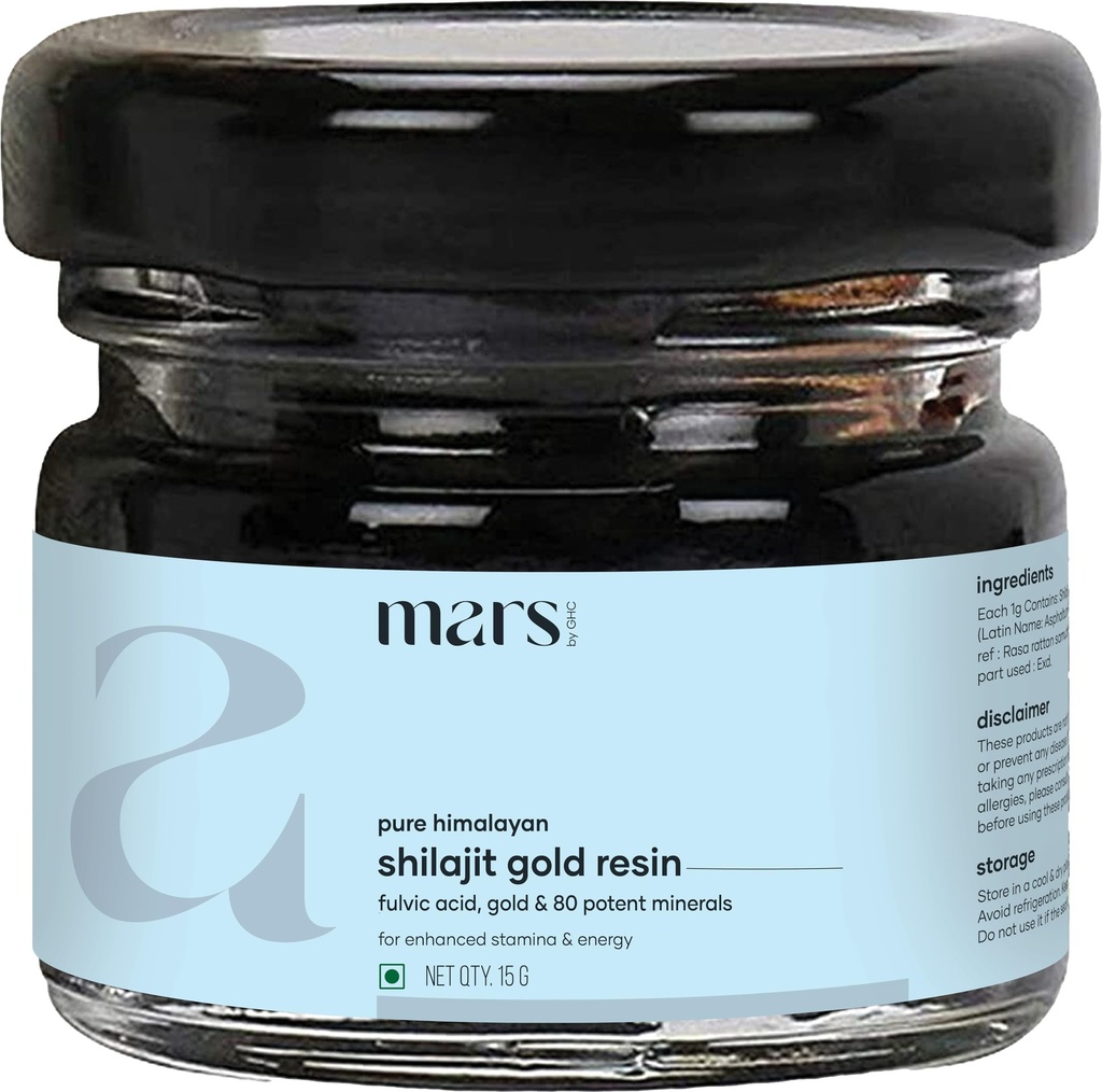 Mars Himalayan Shilajit Gold Resin – Organisch Ausgewählt aus High-Altitude Himalayas | Unterstützt natürliche Energie, Vitalität & Wellness | 15g - Paket von 1