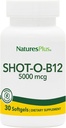 Natures Plus Shot-O-B12 (Cyanocobalamin) - 5000 mcg, 30 Softgels - High Potency, Fast Acting B12 Supplement - Memory & Energy Booster - Glutenfrei - 30 Portionen