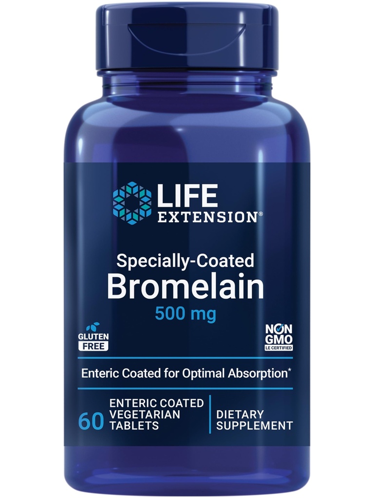Lebensverlängerung Speziell beschichtete Bromelain, Ananasextrakt, Gemeinsame Gesundheit, Joint Comfort, Vegetarisch, Glutenfrei, Non-GMO, 500 mg, 60 enteric-beschichtete Tabletten
