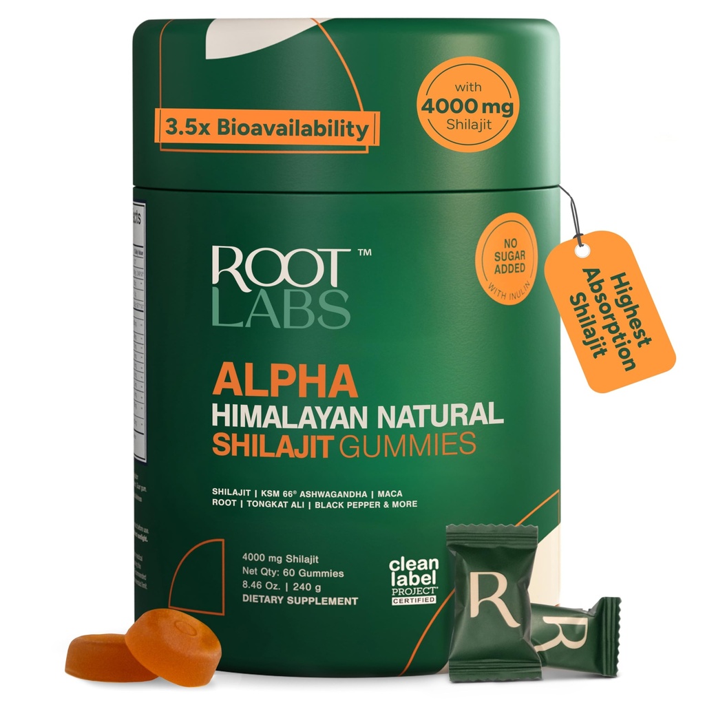 10-en-1 Alpha Shilajit Gummies de 4000 mg Pure Himalayan Shilajit, Tongkat Ali, Racine de Maca, Acide Fulvic de 75%