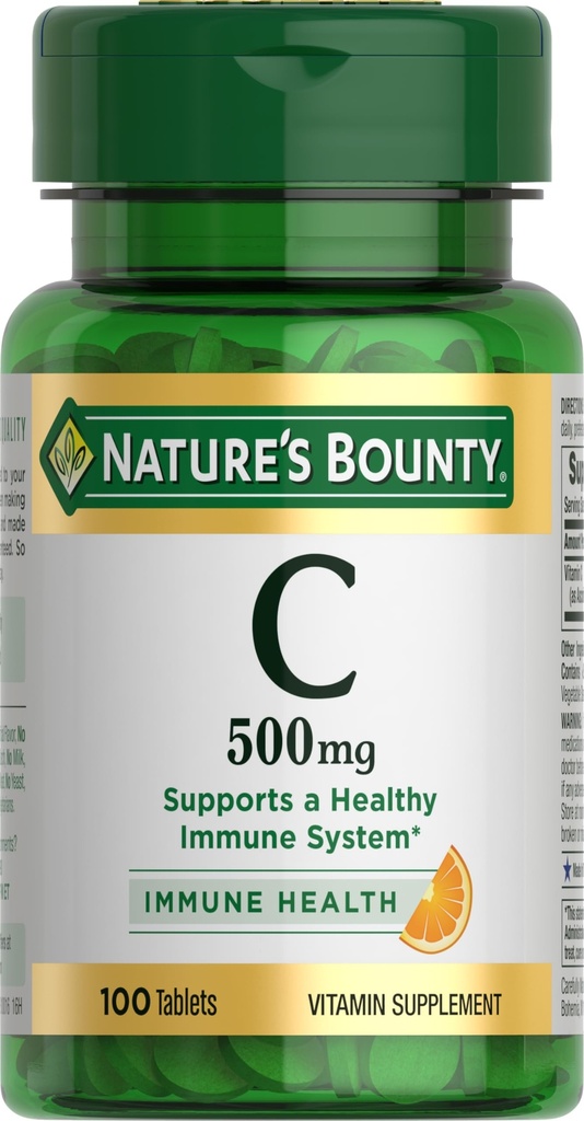 Comprimés de vitamine C, supplément de vitamine, soutient un système immunitaire sain, 500mg, 100 Compte