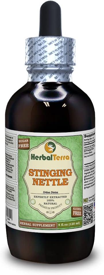 Glycérite, feuilles séchées organiques Extrait liquide sans alcool (marque : HerbalTerra, fièrement fabriqué aux États-Unis) 4 fl.oz (120 ml)