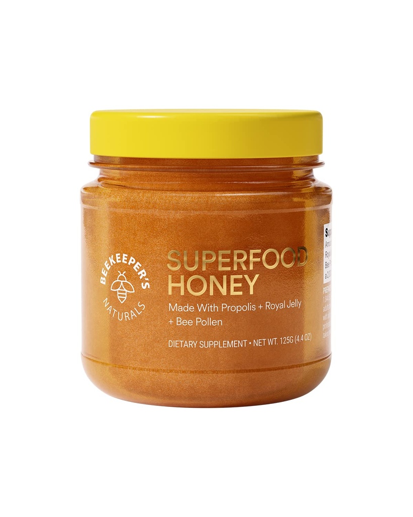 Superfood Honey von Beekeeper's Naturals - Bienen Pollen, Royal Jelly, Propolis, Honig - Natürliche Energie, Immununterstützung, Mental Clarity, Athletic Performance (4.4 oz)