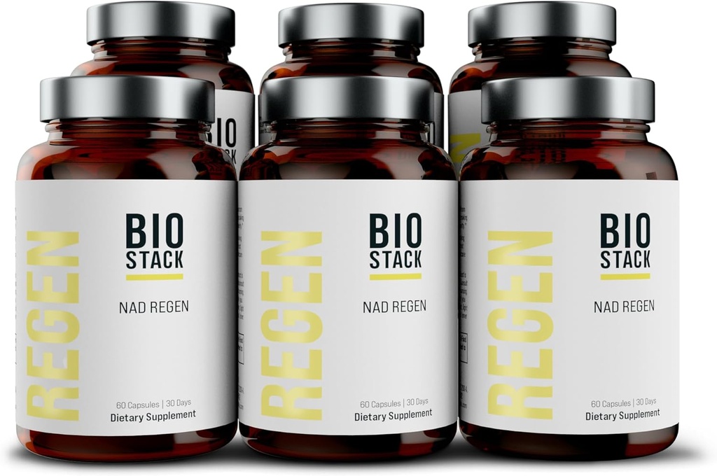 BIOSTACK NAD Regen - Advanced NAD+ Ergänzung mit NAD3, Yüth Spermidin, Resveratrol, Niacinamid | NMNH Alternative | Anti Aging, Langlebigkeit & Cellular Health, Vitamin B3 Complex (360 Kapseln)