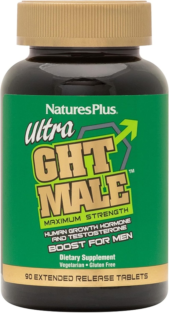 NaturesPlus Ultra GHT Homme - 90 comprimés à libération prolongée - Force maximale Boost de l'hormone de croissance naturelle humaine - Sans gluten - 30 portions