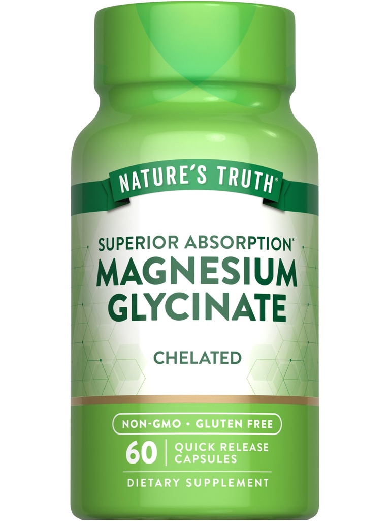 Nature's Truth Magnesium Glycinate Kapseln | 200mg | 60 Count | Chelat Superior Absorption Formel | Non-GMO & Gluten Kostenlose Ergänzung