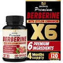 BMVINVOL 6in1 Berberine Ergänzung mit Ceylon Cinnamon, Tumeric Root, Milk Thistle, Artichoke, Black Pepper -120 Kapseln für 4 Monate Versorgung
