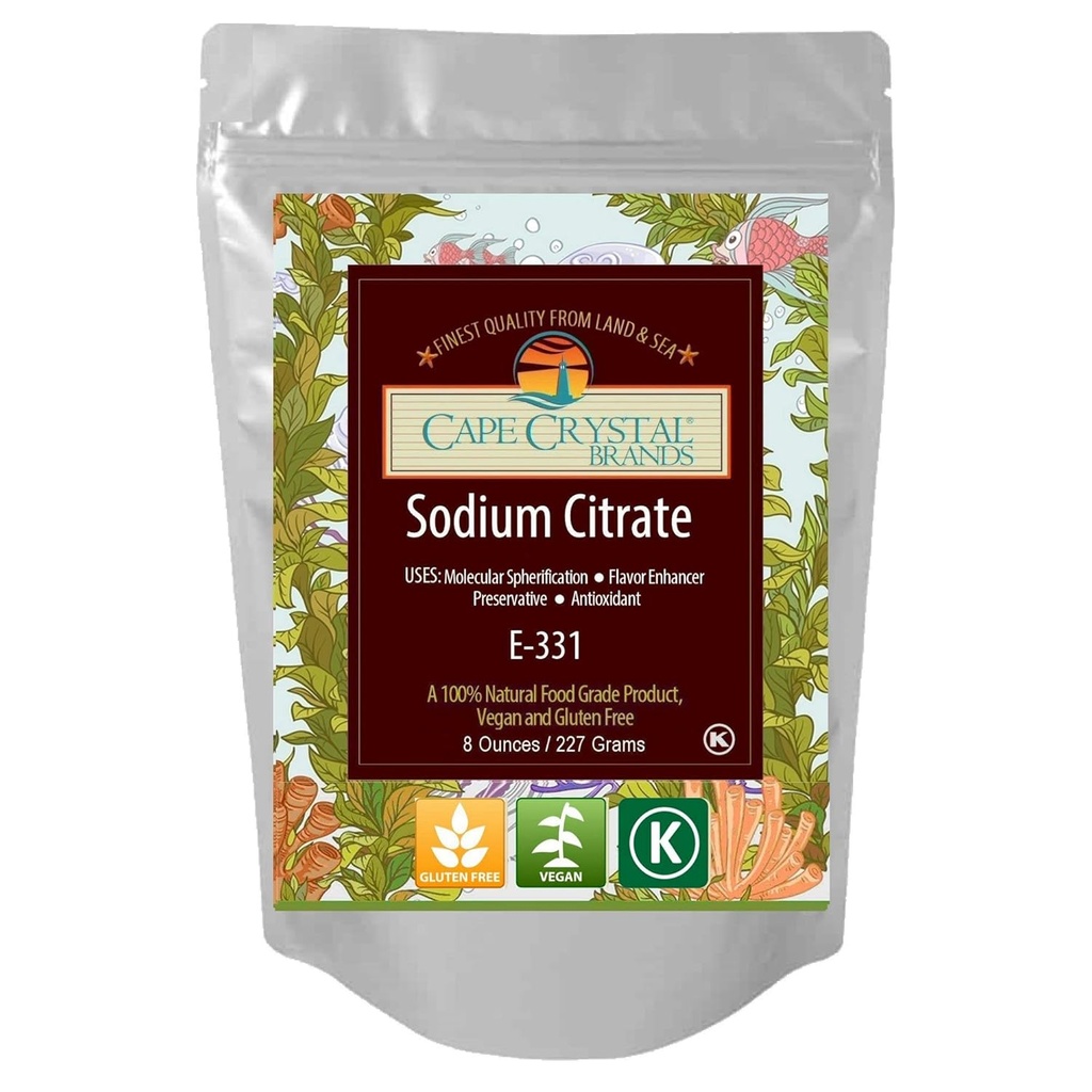 Natrium-Zitrat 100% Food Grade | Verhindert die frühe Gelierung in der Vererbung - Kosher Certified ( 8 Oz)