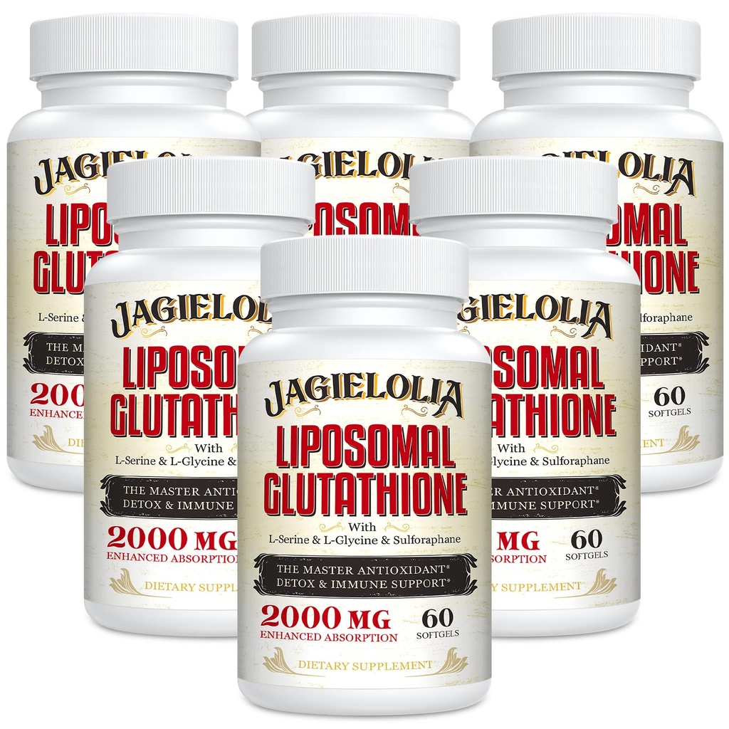 Liposomale Glutathione 2000 mg mit L-Serin, L-Glycin & Sulforaphane – Aktive L-Glutathione Einzigartige Formulierung zur Steigerung der Absorption - Master Antioxidans, Detoxifying & Immune | 360 Softgel