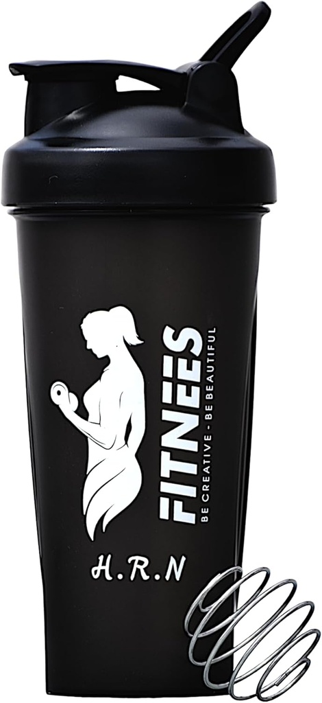 H.R.N 20 Ounce Protein Shaker Bottle für Frauen, Protein Shaker Bottle, Shaker Bottle Perfect For Pre And Post Workout, Shaker Cup For Protein Drink, Cocktail Shaker Cup | [BLACK].