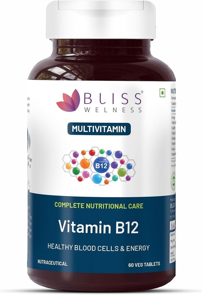 Vitamin B12 100% RDA, Cynocobalamin, Boost Energy Levels Gesunde Nervous System Function Supplement für Männer und Frauen - 60 vegetarische Tabletten