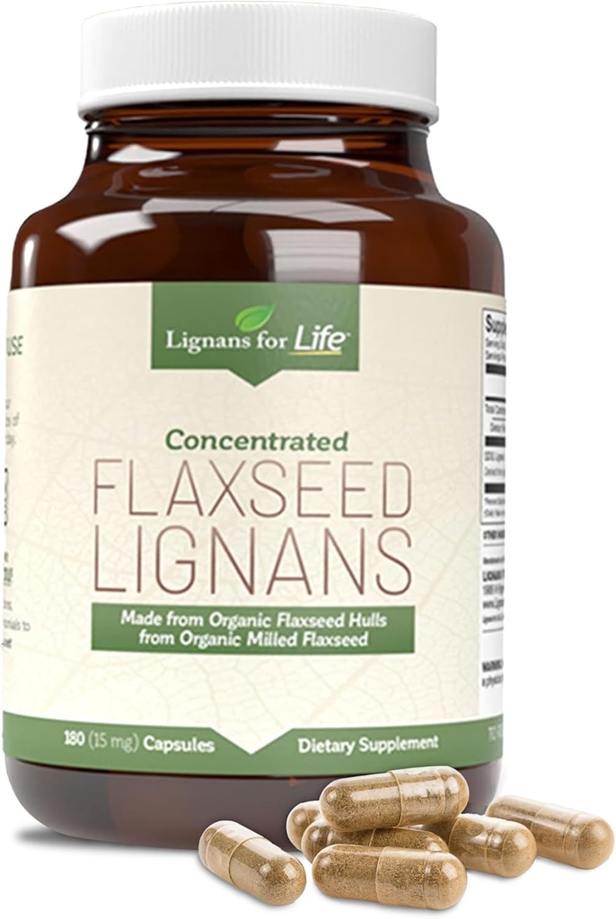 Lignans pour la vie Lignans de lin pour chiens et personnes + ODD - Acides gras Omega 3, Antioxydants à haute fibre - Améliorer la peau brillante, la digestion et la santé cardiaque pour chiens, 15mg, 180 Capsules de lin, 1 Pack