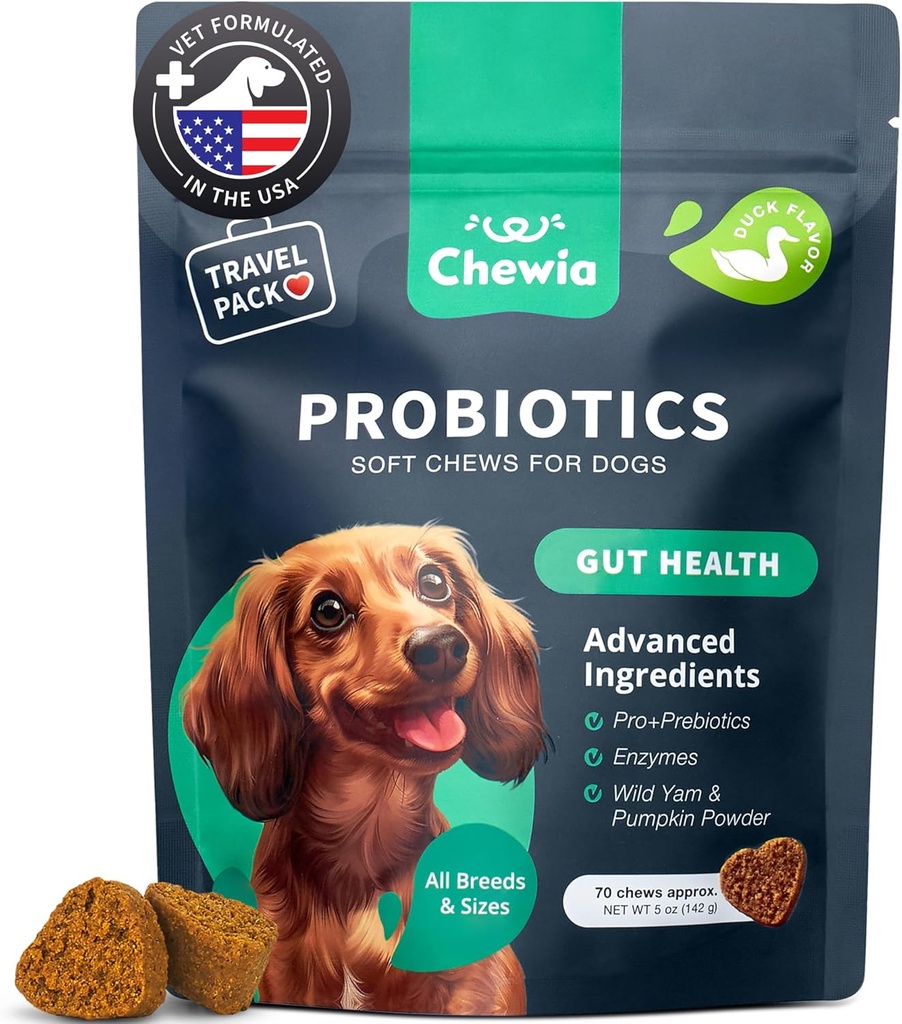 Probiotika für Hunde - Unterstützung Gut Gesundheit, Immunität, Yeast Balance, Itchy Skin, Allergien - Hundeprobiotika und Verdauungsenzyme - Coprophagia Deterrent für Hunde - 180 Probiotic Chews für Hunde