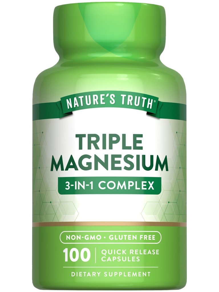 Nature's Truth Triple Magnesium Complex Supplement | 100 Kapseln aus Magnesiumoxid, Citrat & Aspartate | Non-GMO & Gluten kostenlos