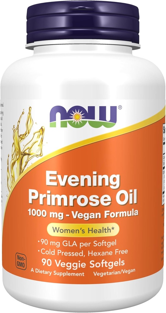 JETZT Nahrungsergänzungsmittel, Abend Primrose Öl 1000 mg, kalt gepresst, Hexan frei, Vegan Formel, 90 Veg Softgels