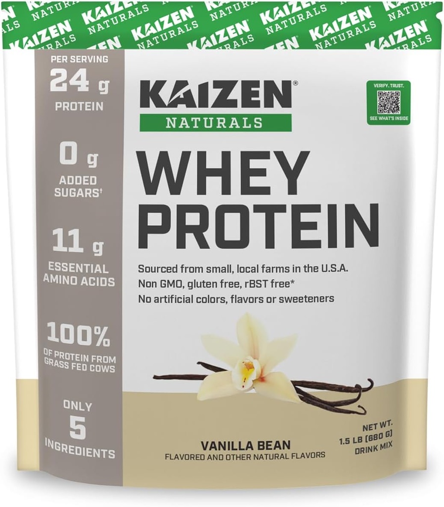 Whey Protein | Vanilla | 24g Protein | Grassfüttert | Keine künstlichen Zutaten | 5 Zutaten | Zufriedenheit Hunger | Siehe die Testergebnisse | Kein hinzugefügter Zucker | Glutenfrei | Non GMO | 1.5lb | 21 Portionen