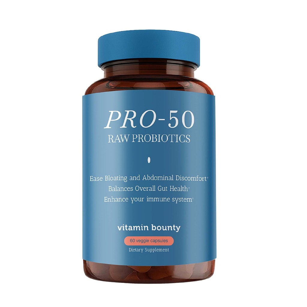 Vitamin Bounty Pro-50 Probiotics 50 Billion CFU für Frauen und Männer - 13 Multi Strain Probiotic + Prebiotic - Verdauungsergänzungsmittel für Gut Health Support - Verzögerte Freisetzung Kapseln für Männer & Frauen