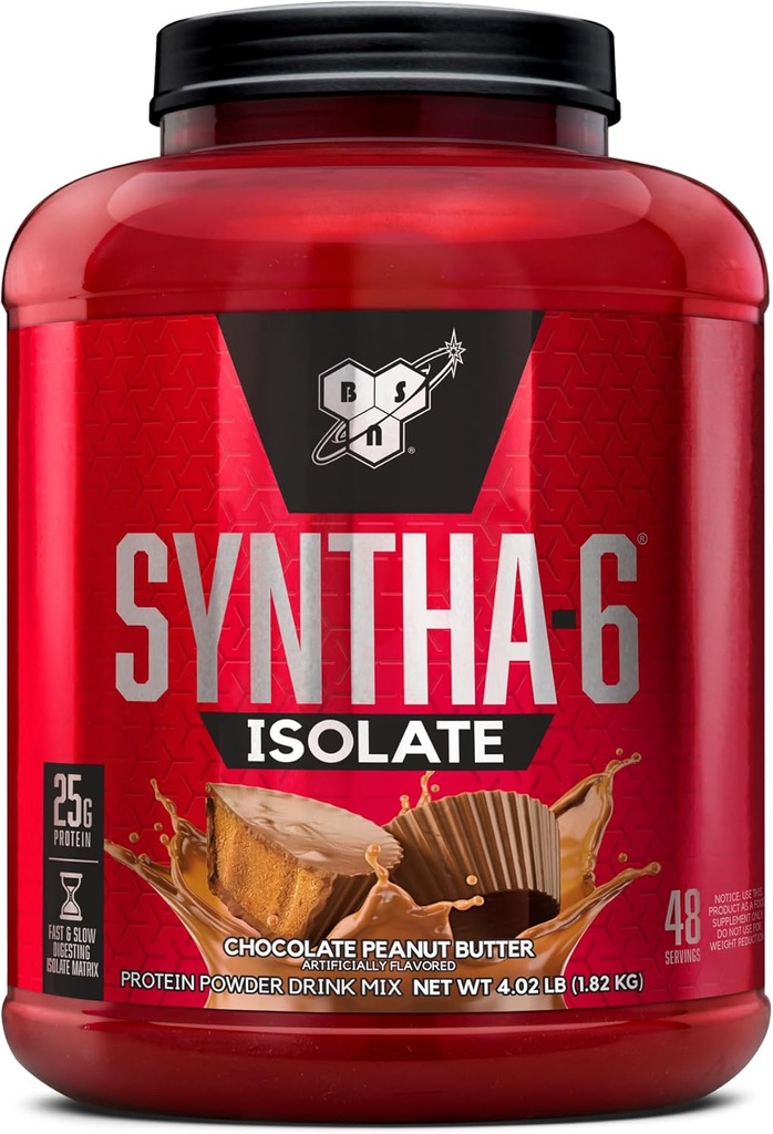 BSN SYNTHA-6 Isolate Protein Powder, Peanut Butter Protein Powder mit Whey Protein Isolate, Milk Protein Isolate, Geschmack: Schokoladen-Peanut Butter, 48 Portionen