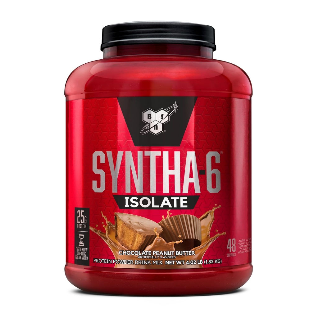 BSN SYNTHA-6 Poudre de protéines isolantes, poudre de protéines de beurre d'arachide avec isolat de protéines de lactosérum, isolat de protéines de lait, saveur: beurre d'arachide au chocolat, 48 portions