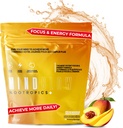 Nootropic Brain Ergänzung für Energie, Fokus & Stimmung mit Koffein, L-Tyrosin, Teacrine & Alpha GPC– für Gamer, Gym Enthusiasten, Studenten & Entrepreneurs- 30 Servietten (Peach Mango)