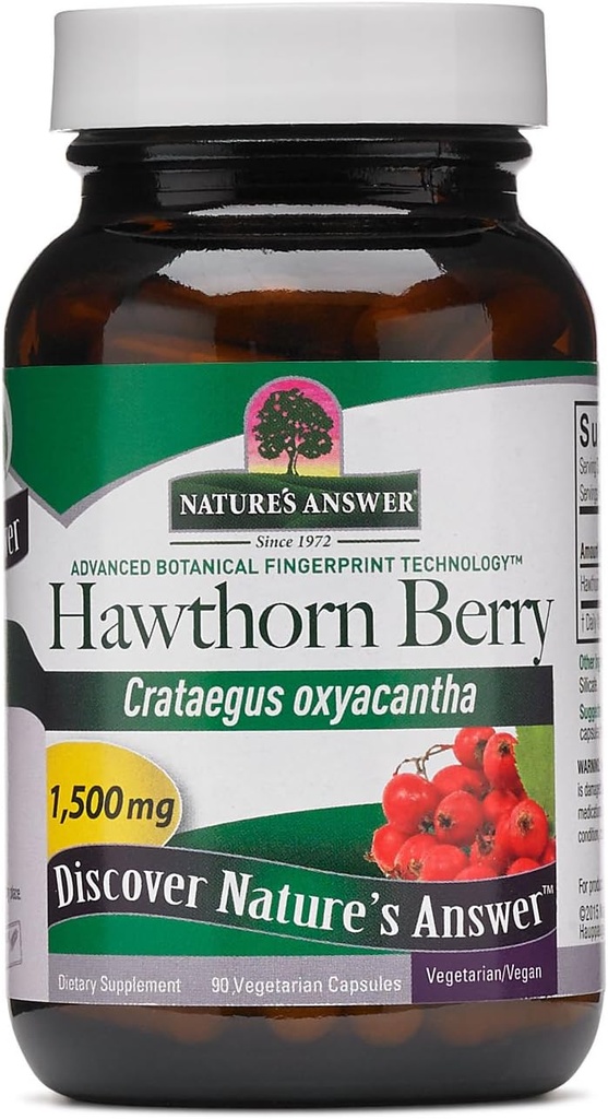 Die Antwort der Natur Hawthorn Berry | Hilft, ein gesundes Herz-Kreislauf-System zu erhalten | Glutenfrei, Non-GMO & Kosher Zertifiziert | Veggie Kapseln 90ct