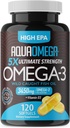 5X Ultimate Strength Omega 3 Fish Oil Supplements, Wild Caught Fish Oil Omega 3 Ergänzungen mit High EPA, DHA und Vitamin D, Fishoil Omega3 Ergänzung für Frauen und Männer, 120 Softgels, Unflavored